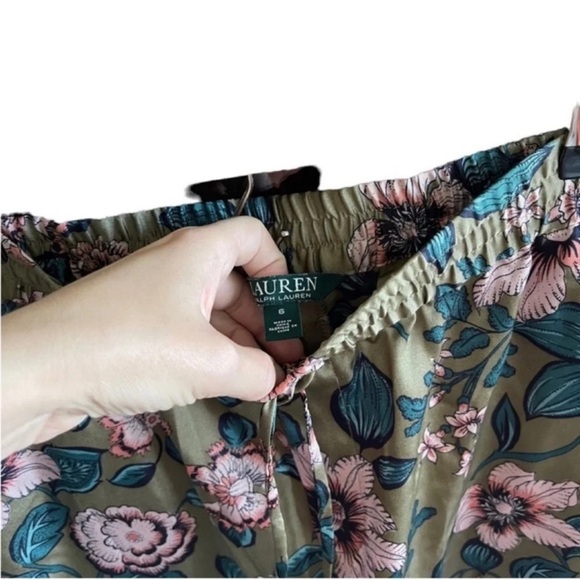 RALPH LAUREN Floral Print Twill Elastic Waist Pants Size 6 - Picture 11 of 12